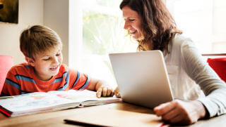 Mom and Son Learning Listening Skills