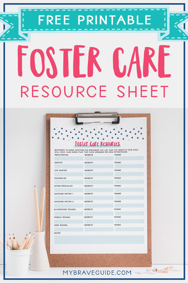 Free Foster Care Resource Sheet